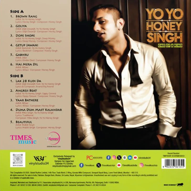 Yo Yo Honey Singh One of A Kind – New Release LP Vinyl