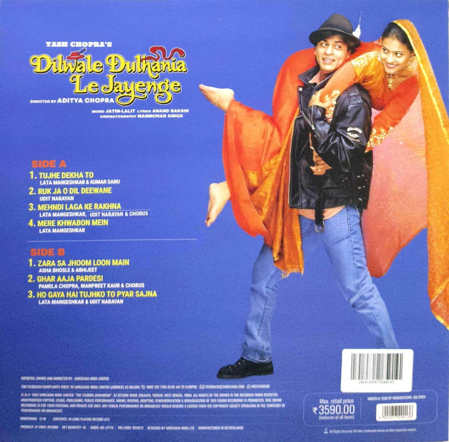 Dilwale Dulhania Le Jayenge – Original Soundtrack Vinyl LP | Saregama Reissue 2024 | Jatin–Lalit & Anand Bakshi