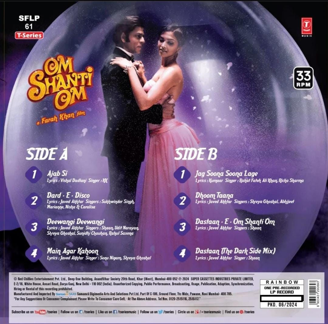 Om Shanti Om | Vinyl record | Shah Rukh Khan | Dipeeka Padukone